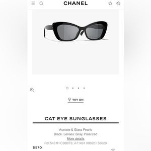Chanel cat eye sunglasses black pearl polarized
